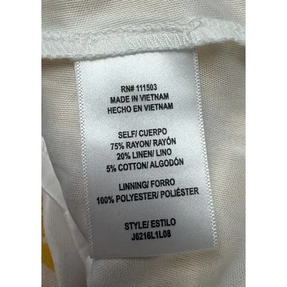 June & Hudson Yellow Stripe Ruffle Dress XL Linen Blend Belted Summer Beach EUC - Picture 8 of 9